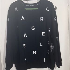 Karl Lagerfeld Black Crewneck Sweater with Text Design
